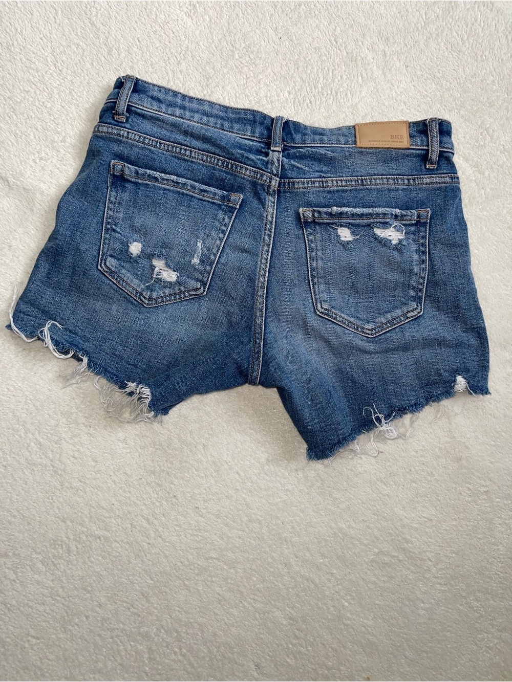 BKE Women's Distressed Denim Shorts - Blue